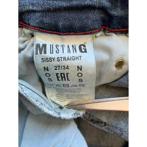 Mustang True Denim Sissy Straight Dark Blue Denim Jeans - Picture 3 of 5